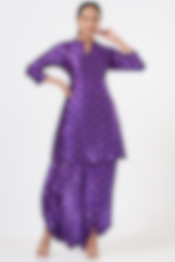 Purple Silk Dhoti Skirt Set by Pinki Sinha
