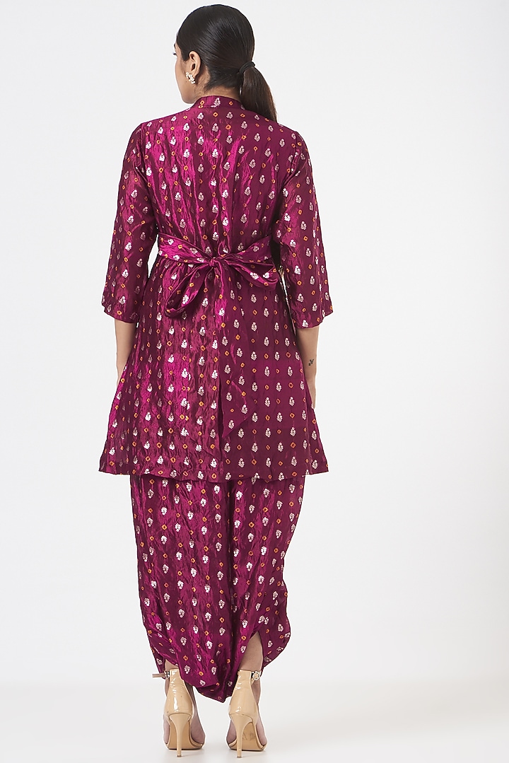 Magenta Silk Dhoti Skirt Set by Pinki Sinha at Pernia's Pop Up Shop