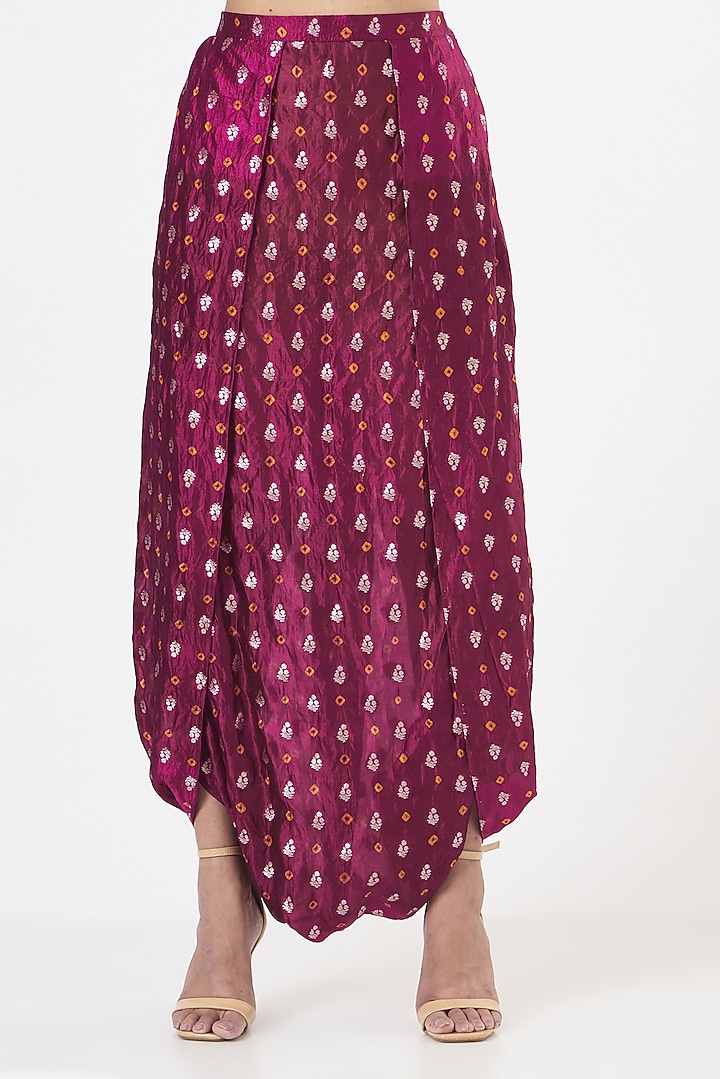 Magenta Silk Dhoti Skirt Set by Pinki Sinha at Pernia's Pop Up Shop