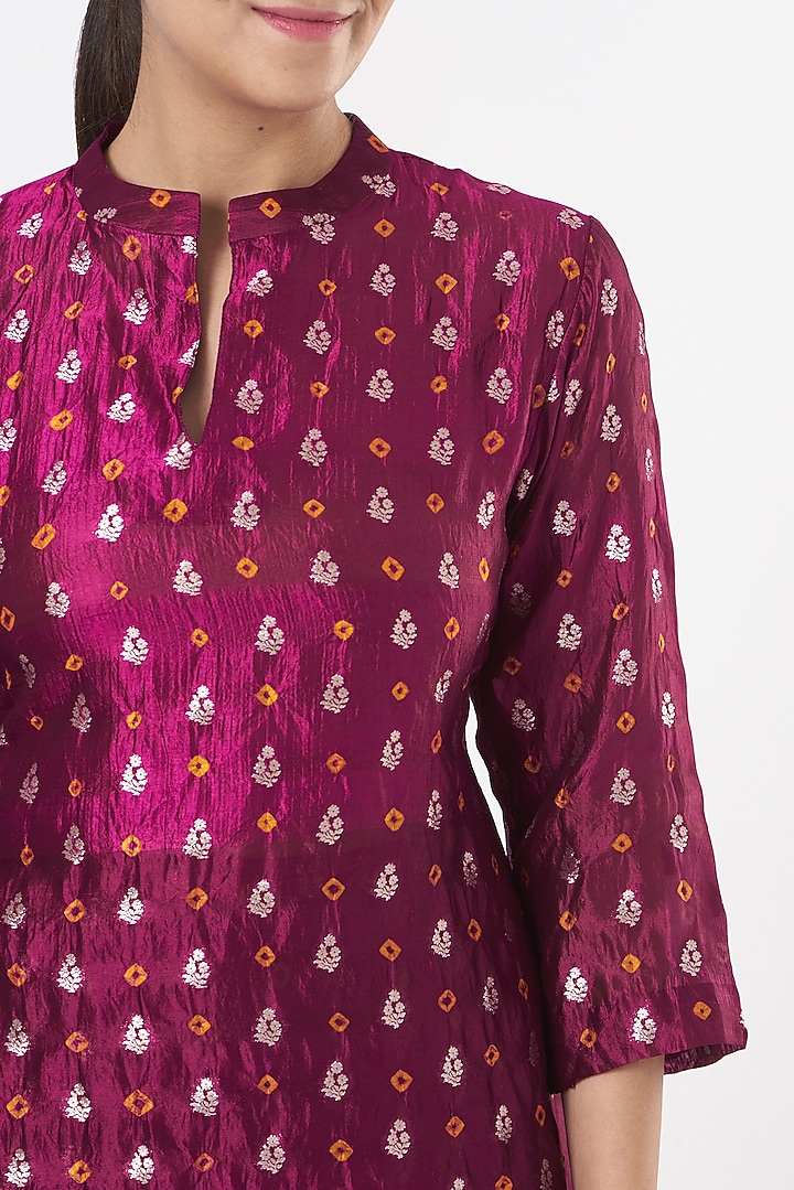 Magenta Silk Dhoti Skirt Set by Pinki Sinha at Pernia's Pop Up Shop