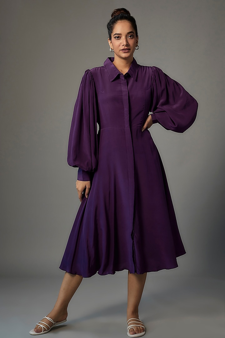 Purple Crepe Dress by Pinki Sinha