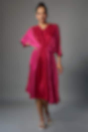 Red & Pink Modal Kaftan Dress by Pinki Sinha