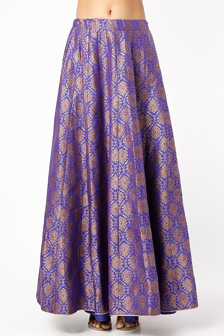 Blue Lehenga Set With Mughal Jaal Zari Work by Pinki Sinha at Pernia's Pop Up Shop