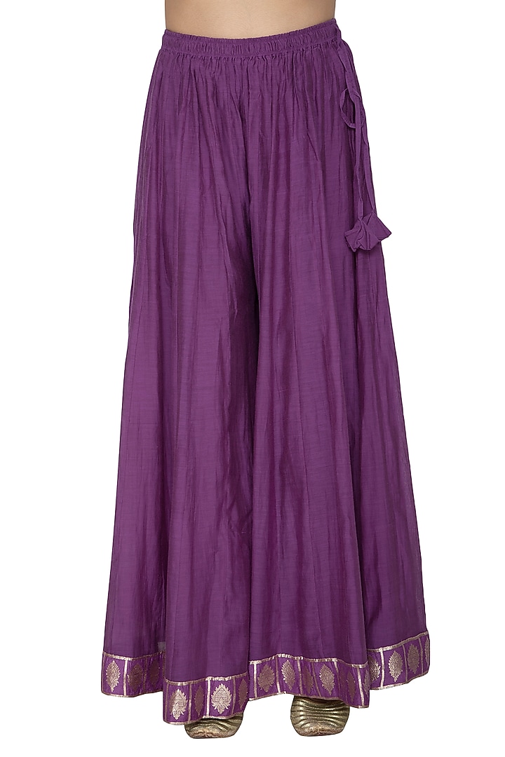 Purple Embroidered Kurta With Party Wear Sharara Pants by Pinki Sinha at Pernia's Pop Up Shop