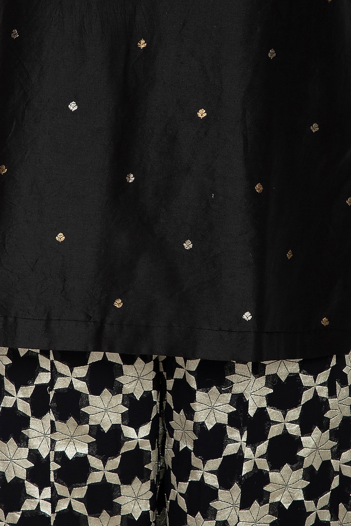 Black Embroidered Kurta With Party Wear Sharara Pants by Pinki Sinha at Pernia's Pop Up Shop