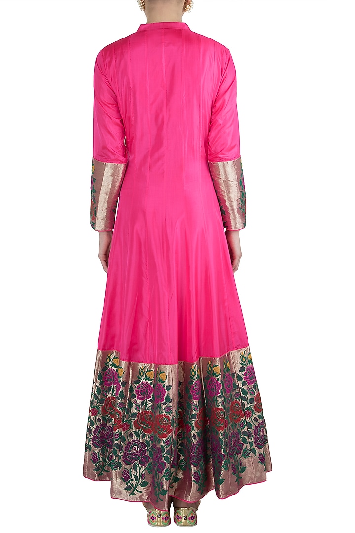 Pink rose paithani anarkali gown available only at Pernia's Pop Up Shop.