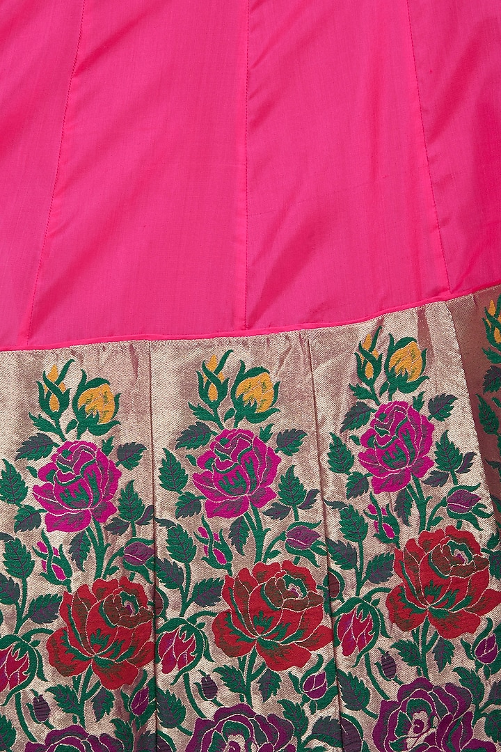 Pink rose paithani anarkali gown available only at Pernia's Pop Up Shop.