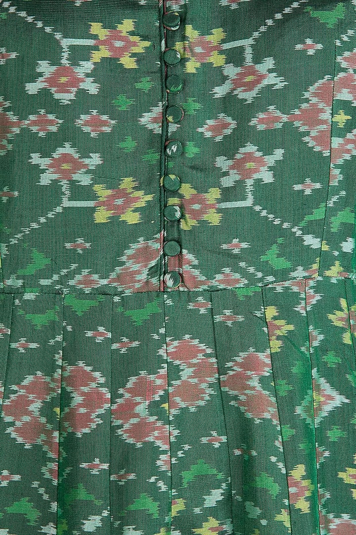Green handwoven ikkat anarkali gown available only at Pernia's Pop Up Shop.