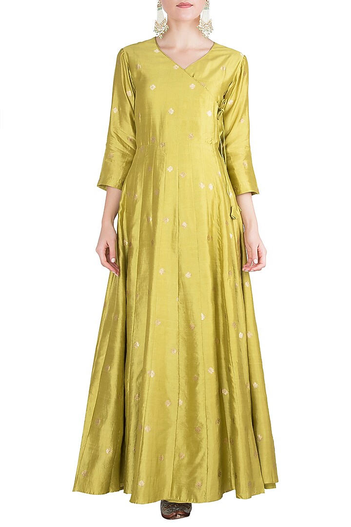 Light green angrakha kurta with pants available only at Pernia's Pop Up Shop.