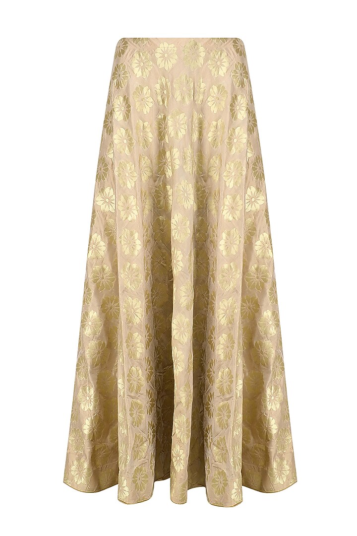 Pink brocade kali kurta and banarsi skirt set available only at Pernia's Pop Up Shop.
