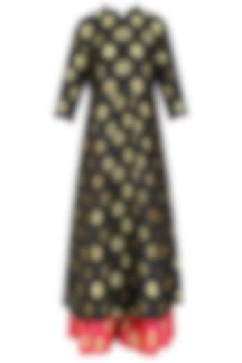 Black brocade kali kurta and palazzo pants set available only at Pernia's Pop Up Shop.