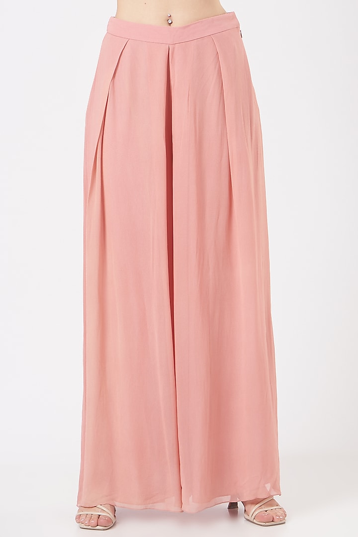 Blush Pink Viscose Georgette Pant Set by Vaarha at Pernia's Pop Up Shop