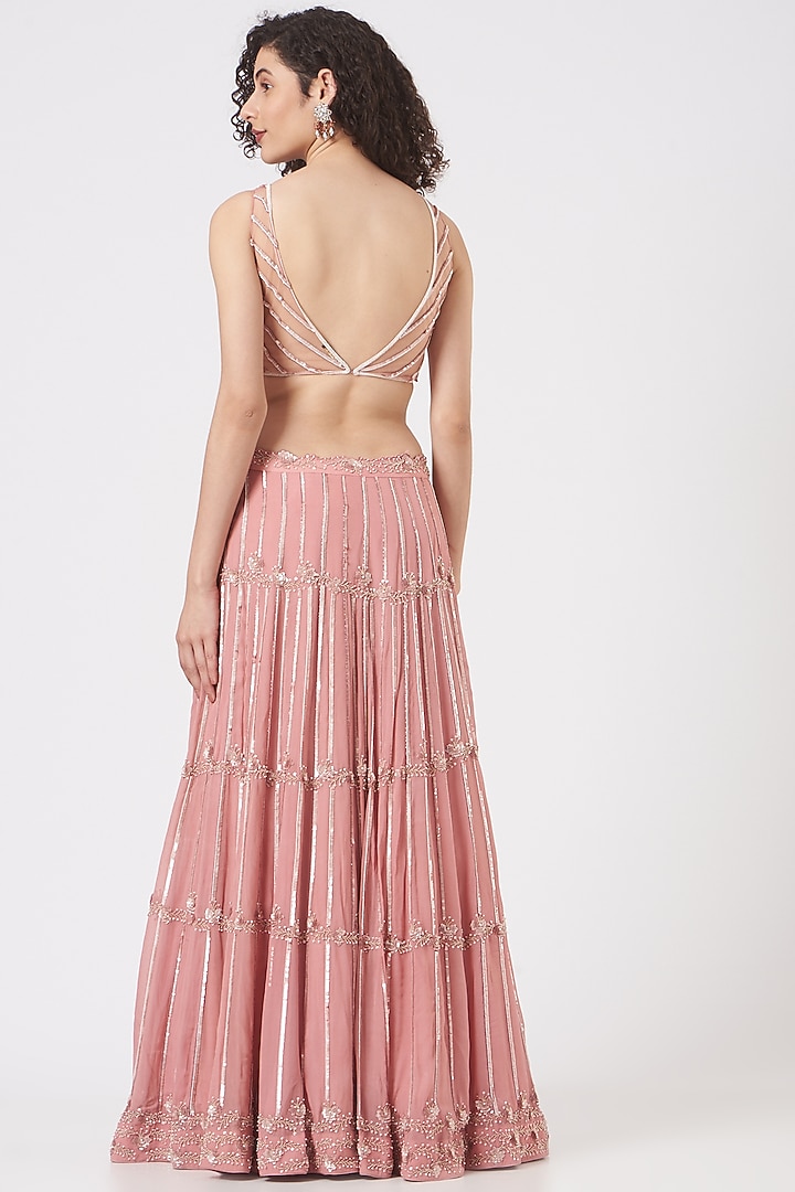 Blush Pink Embroidered Wedding Lehenga Set by Vaarha at Pernia's Pop Up Shop
