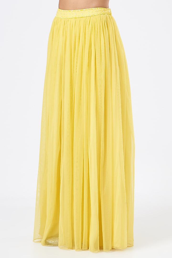 Yellow Viscose Georgette Wedding Lehenga Set by Vaarha at Pernia's Pop Up Shop