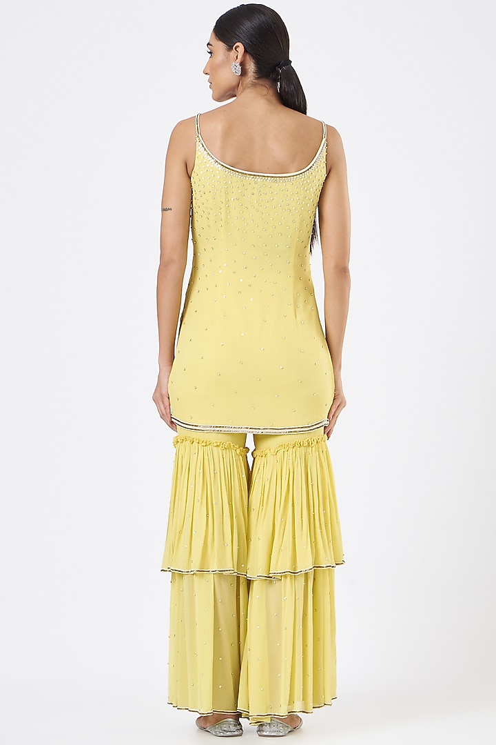 Yellow Embroidered Wedding Sharara Set by Vaarha at Pernia's Pop Up Shop