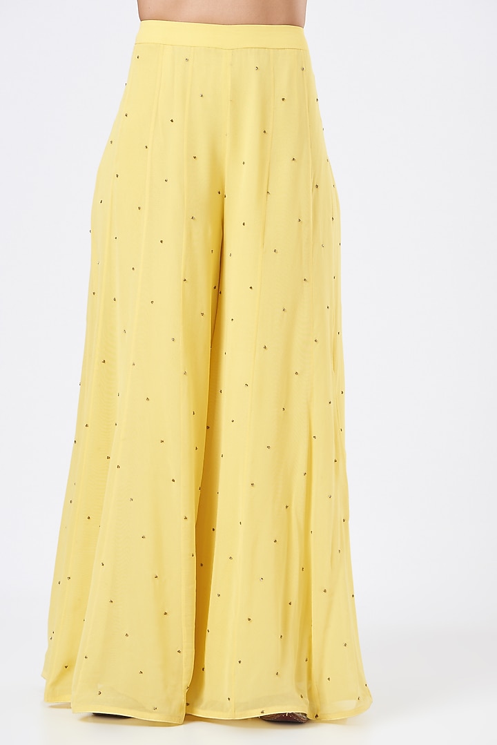 Yellow Sequins Embroidered Wedding Sharara Set by Vaarha at Pernia's Pop Up Shop