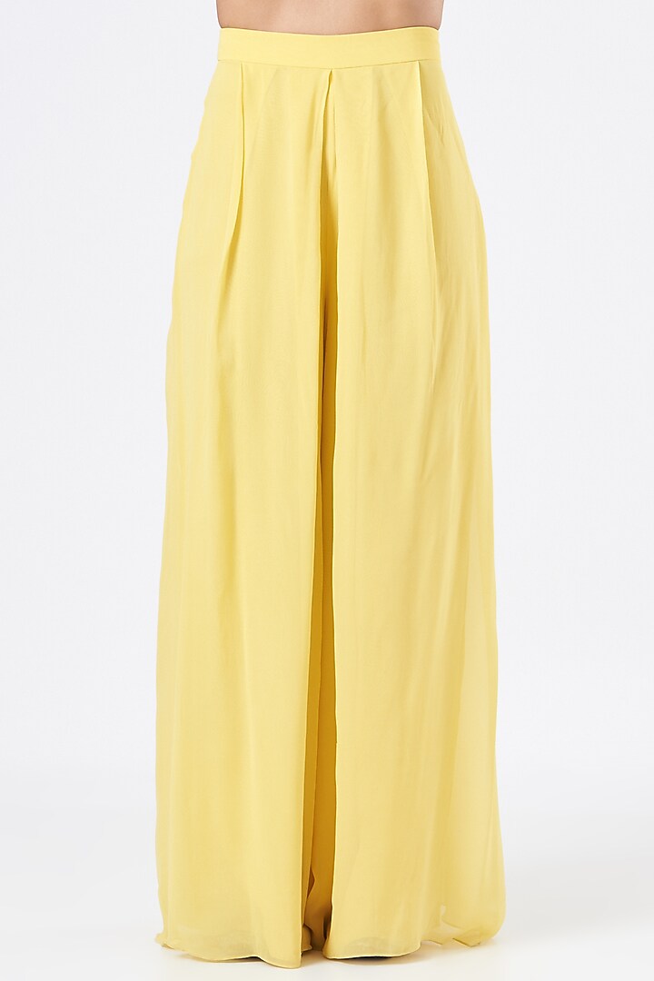 Yellow Viscose Georgette Palazzo Pant Set by Vaarha at Pernia's Pop Up Shop