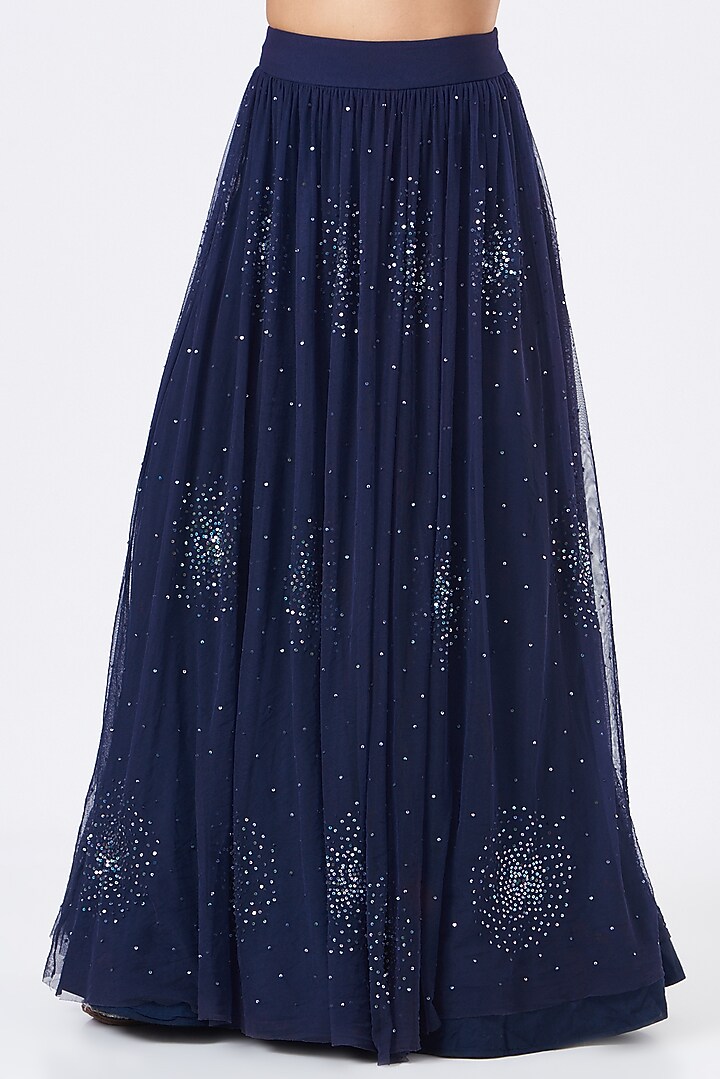 Blue Embroidered Wedding Lehenga Set by Vaarha at Pernia's Pop Up Shop