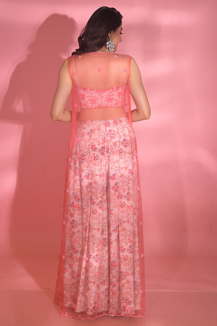 Pink Pure Organza Cutdana Embroidered Jacket Set by Vridhi Somaani at Pernia's Pop Up Shop