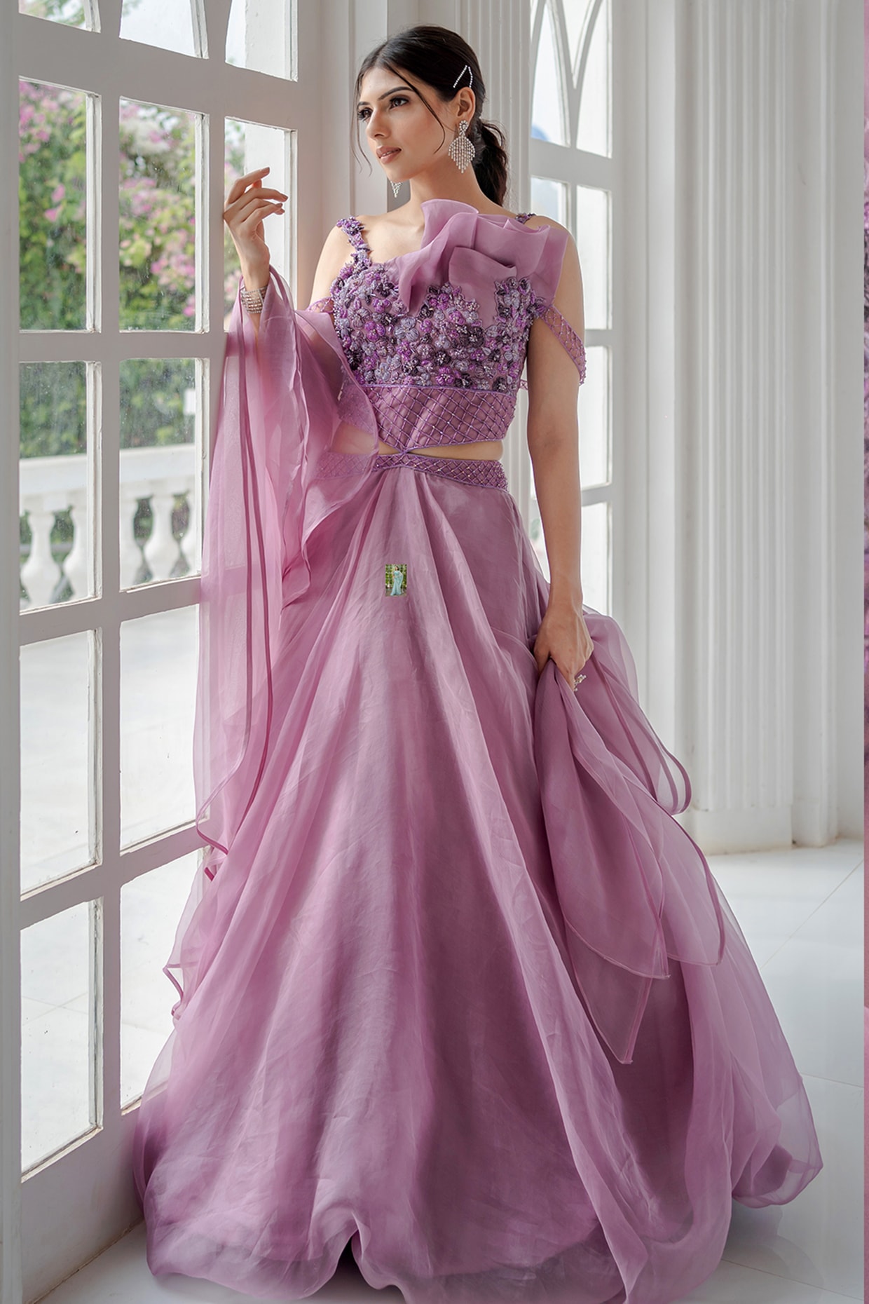 Buy Multi Colored Frill Girlish Gown – Mumkins