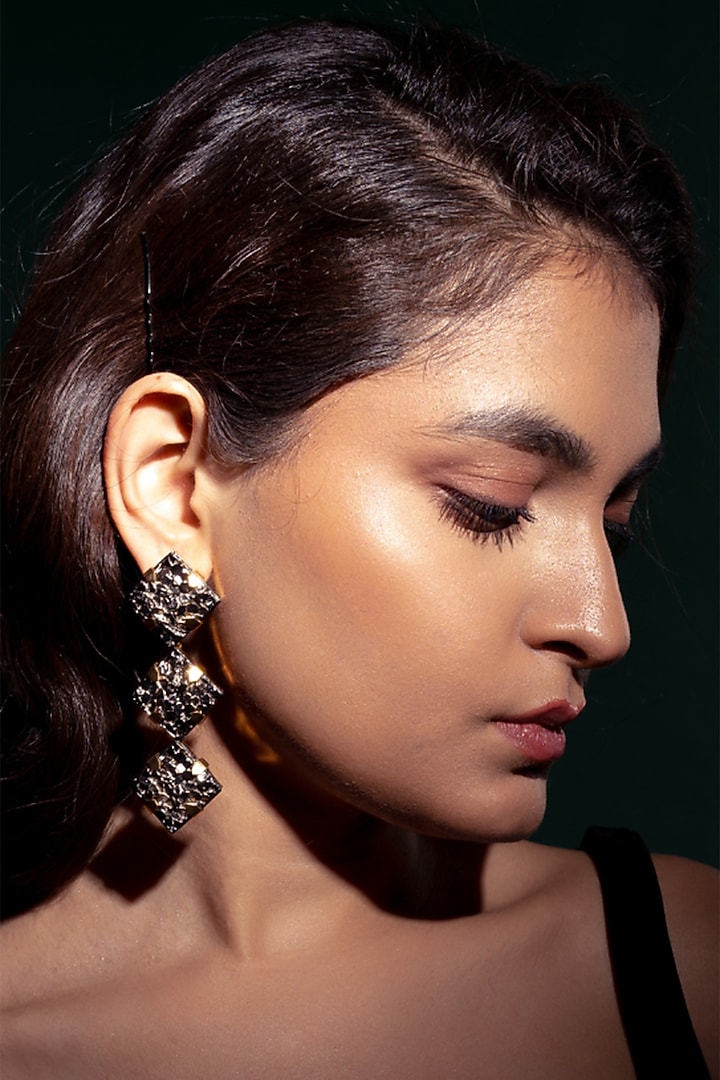 Gold Plated Zircon Dangler Earrings by Virago Jewellery at Pernia's Pop Up Shop