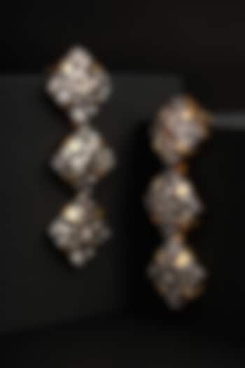 Gold Plated Zircon Dangler Earrings by Virago Jewellery at Pernia's Pop Up Shop