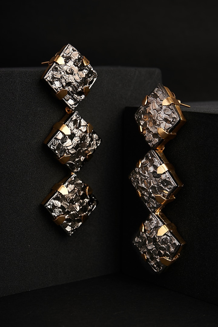 Gold Plated Zircon Dangler Earrings by Virago Jewellery at Pernia's Pop Up Shop