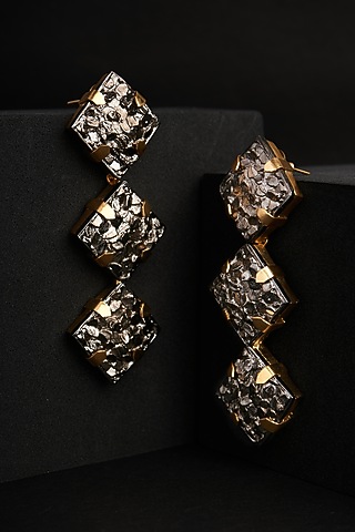 Gold Plated Zircon Dangler Earrings by Virago Jewellery