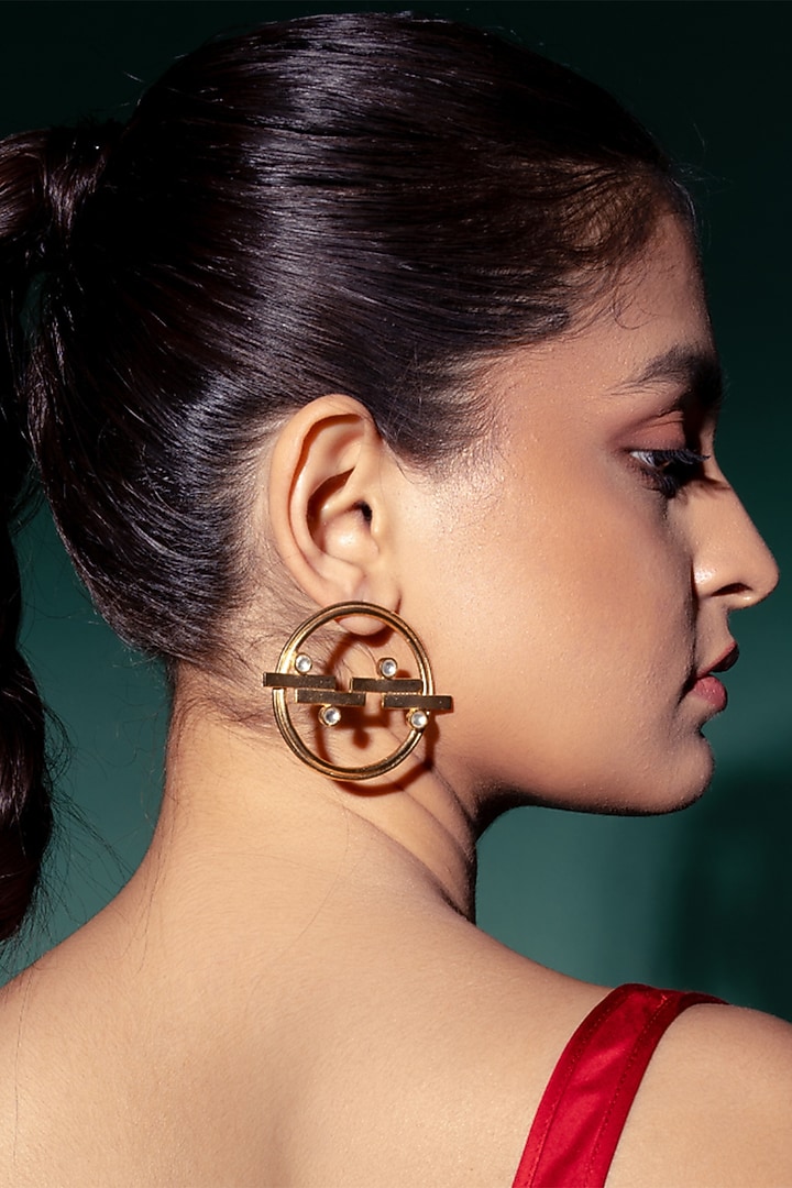 Gold Plated Zircon Stud Earrings by Virago Jewellery at Pernia's Pop Up Shop