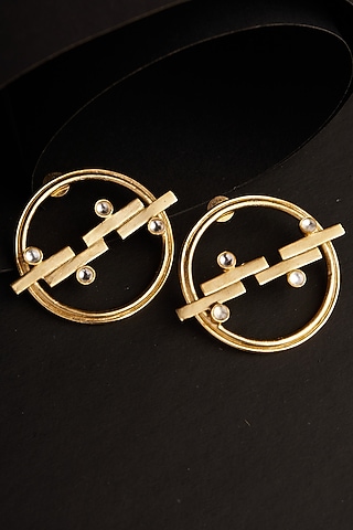 Gold Plated Zircon Stud Earrings by Virago Jewellery