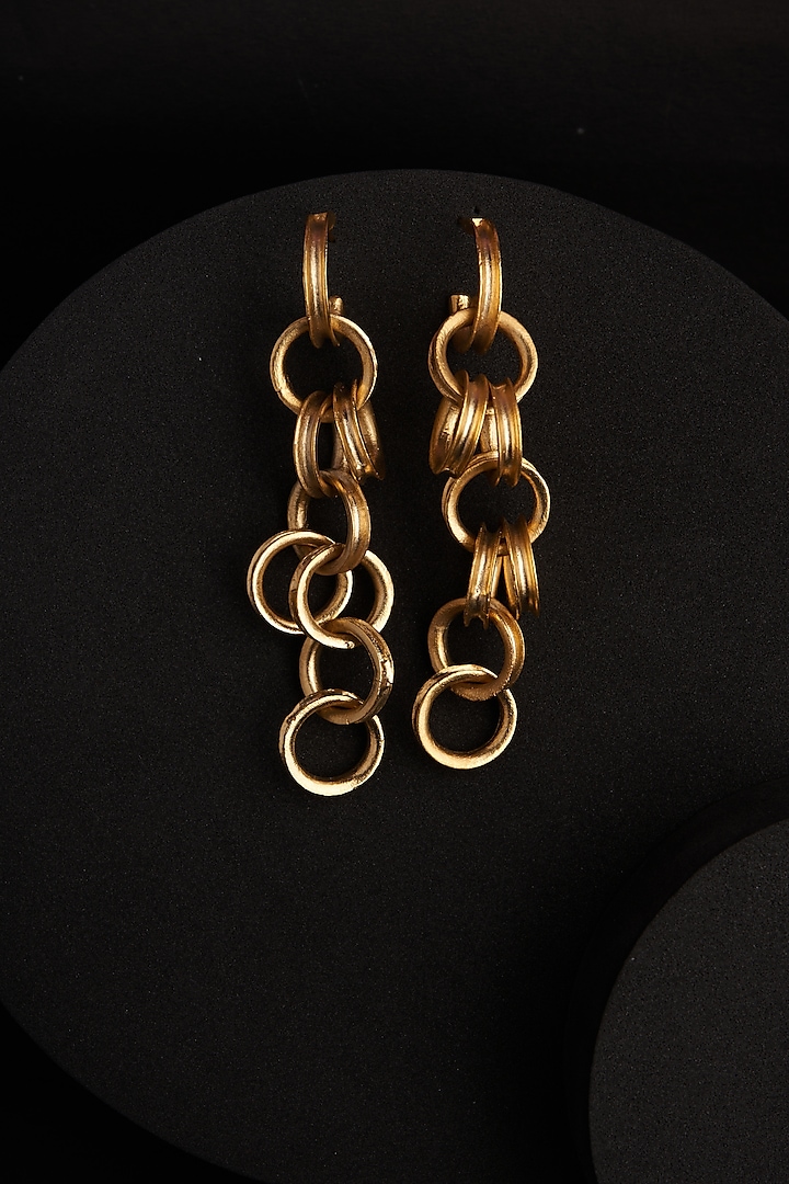 Gold Plated Zircon Dangler Earrings by Virago Jewellery at Pernia's Pop Up Shop