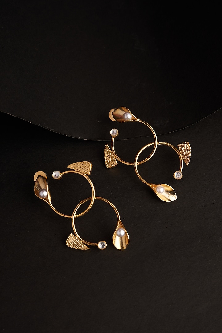 Gold Plated Zircon Dangler Earrings by Virago Jewellery at Pernia's Pop Up Shop