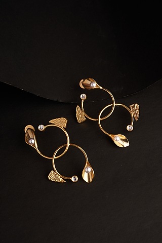 Gold Plated Zircon Dangler Earrings by Virago Jewellery