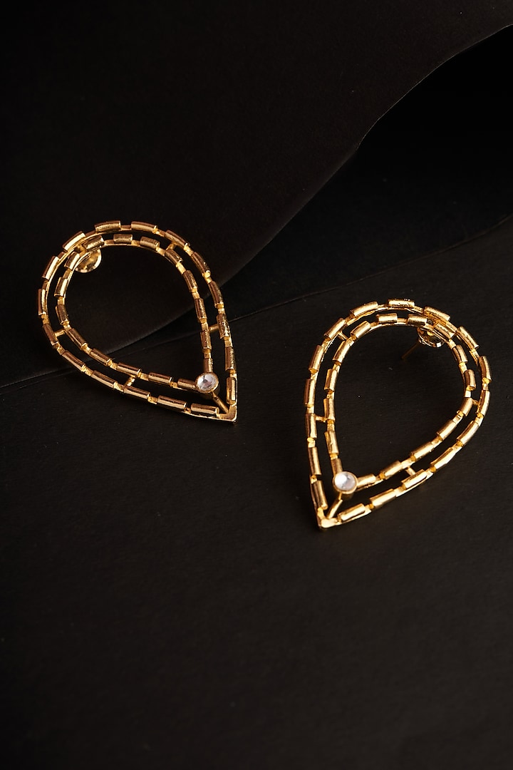 Gold Plated Zircon Dangler Earrings by Virago Jewellery