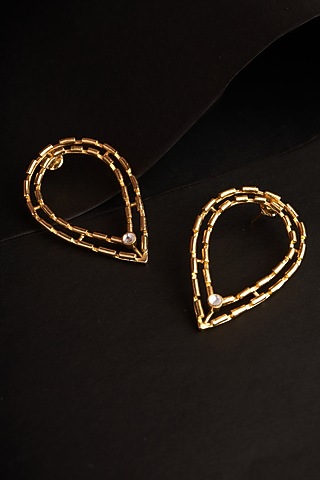 Gold Plated Zircon Dangler Earrings by Virago Jewellery