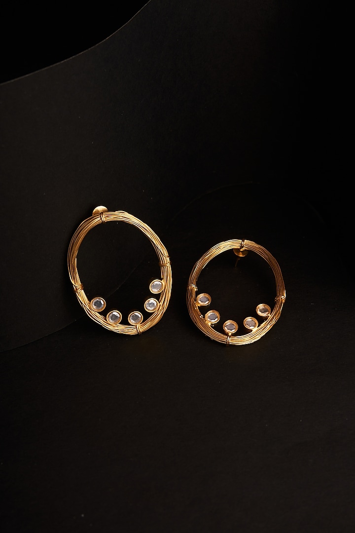 Gold Plated Zircon Dangler Earrings by Virago Jewellery at Pernia's Pop Up Shop