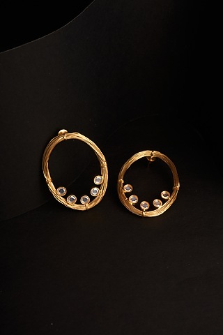 Gold Plated Zircon Dangler Earrings by Virago Jewellery