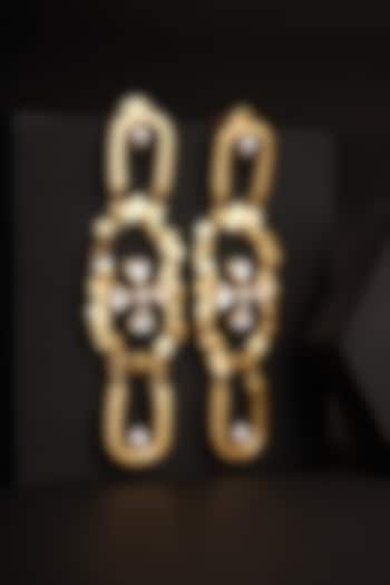 Gold Plated Zircon Dangler Earrings by Virago Jewellery at Pernia's Pop Up Shop