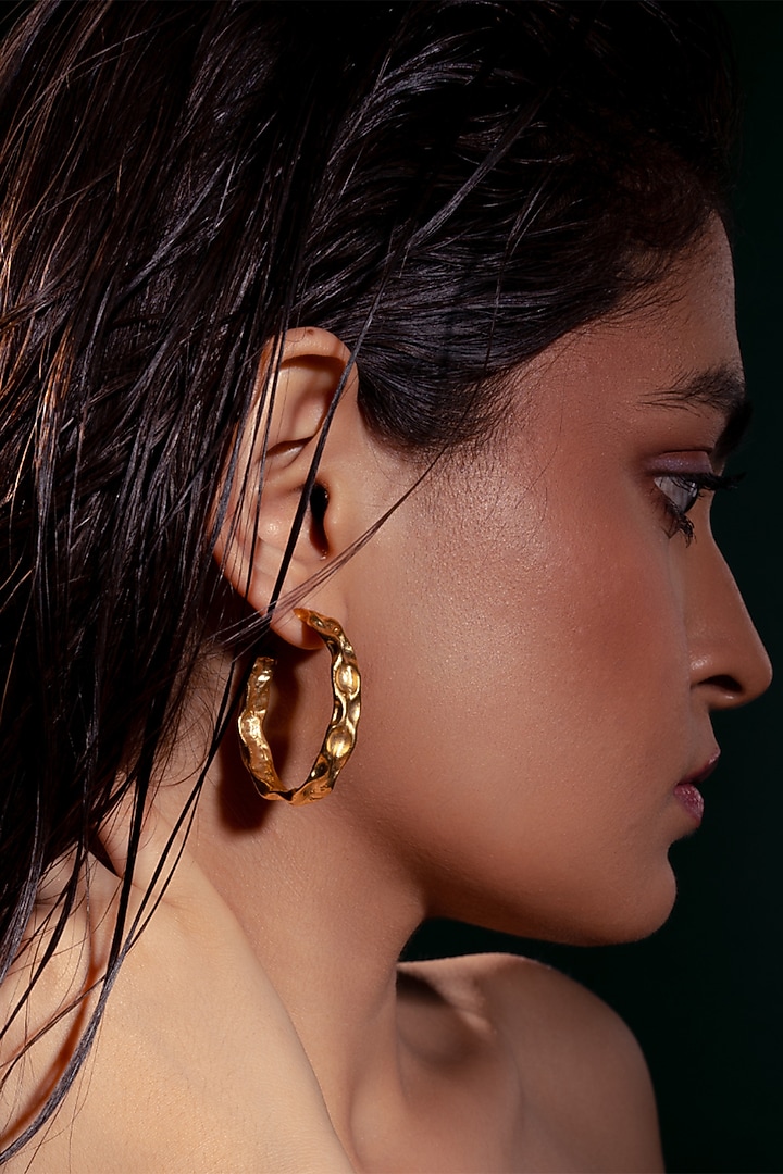 Gold Plated Zircon Hoop Earrings by Virago Jewellery at Pernia's Pop Up Shop