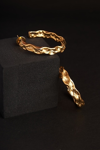 Gold Plated Zircon Hoop Earrings by Virago Jewellery