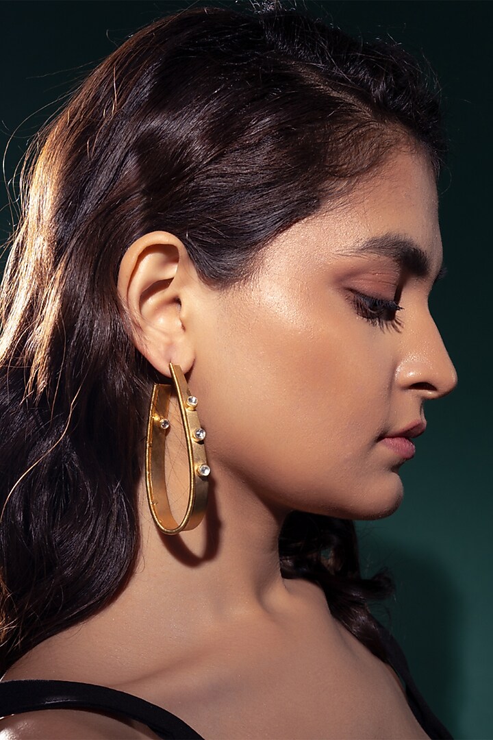 Gold Plated Pearl & Zircon Hoop Earrings by Virago Jewellery at Pernia's Pop Up Shop