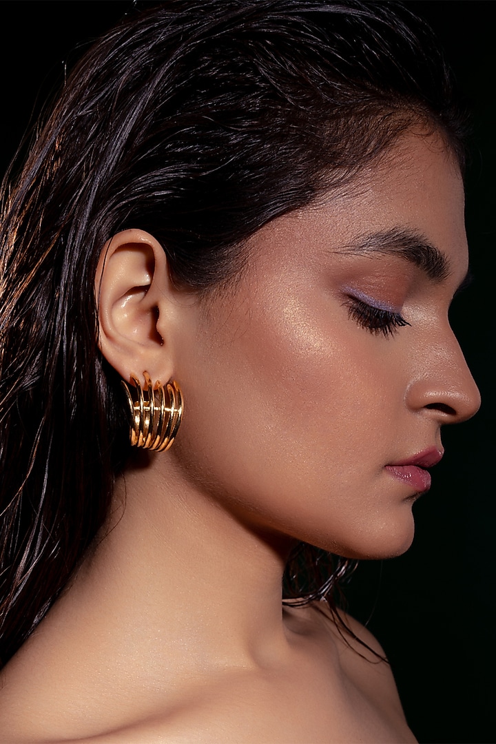 Gold Plated Zircon Hoop Earrings by Virago Jewellery