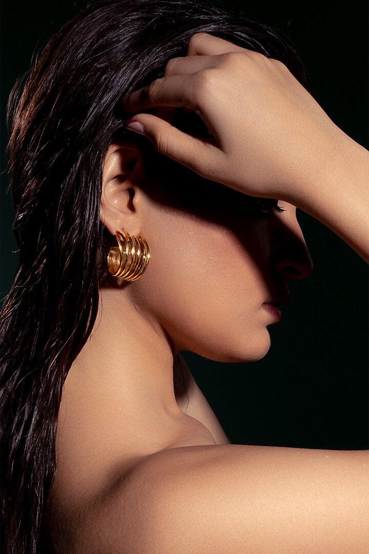 Gold Plated Zircon Hoop Earrings by Virago Jewellery at Pernia's Pop Up Shop