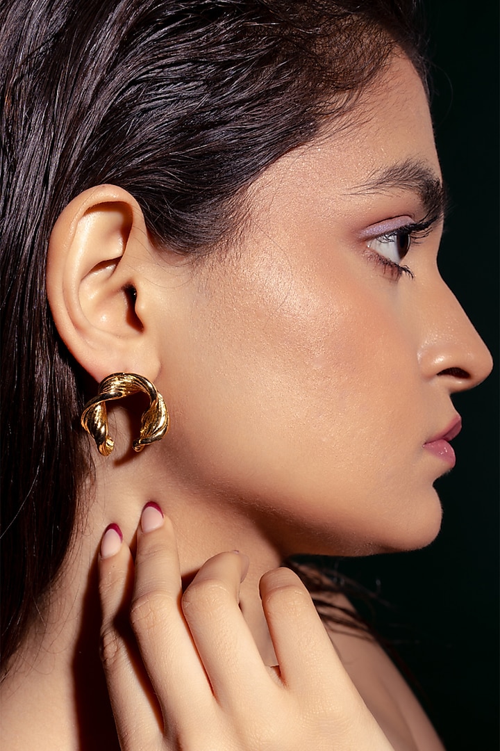 Gold Plated Zircon Stud Earrings by Virago Jewellery