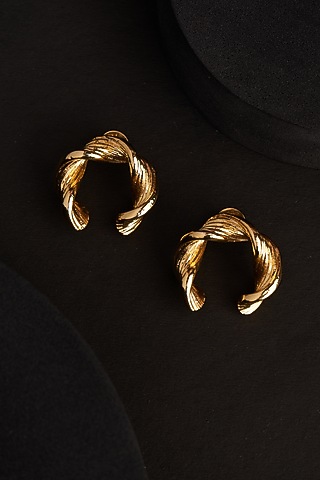 Gold Plated Zircon Stud Earrings by Virago Jewellery