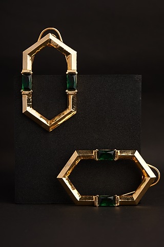 Gold Plated Zircon Dangler Earrings by Virago Jewellery