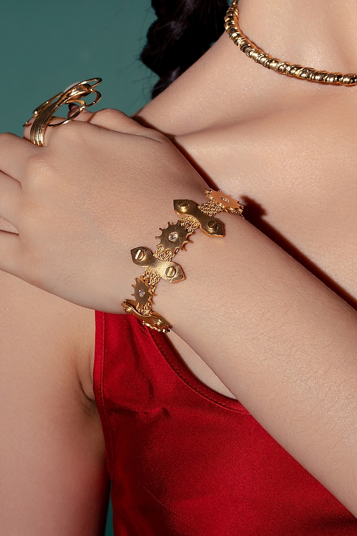 Gold Plated Zircon Bracelet by Virago Jewellery
