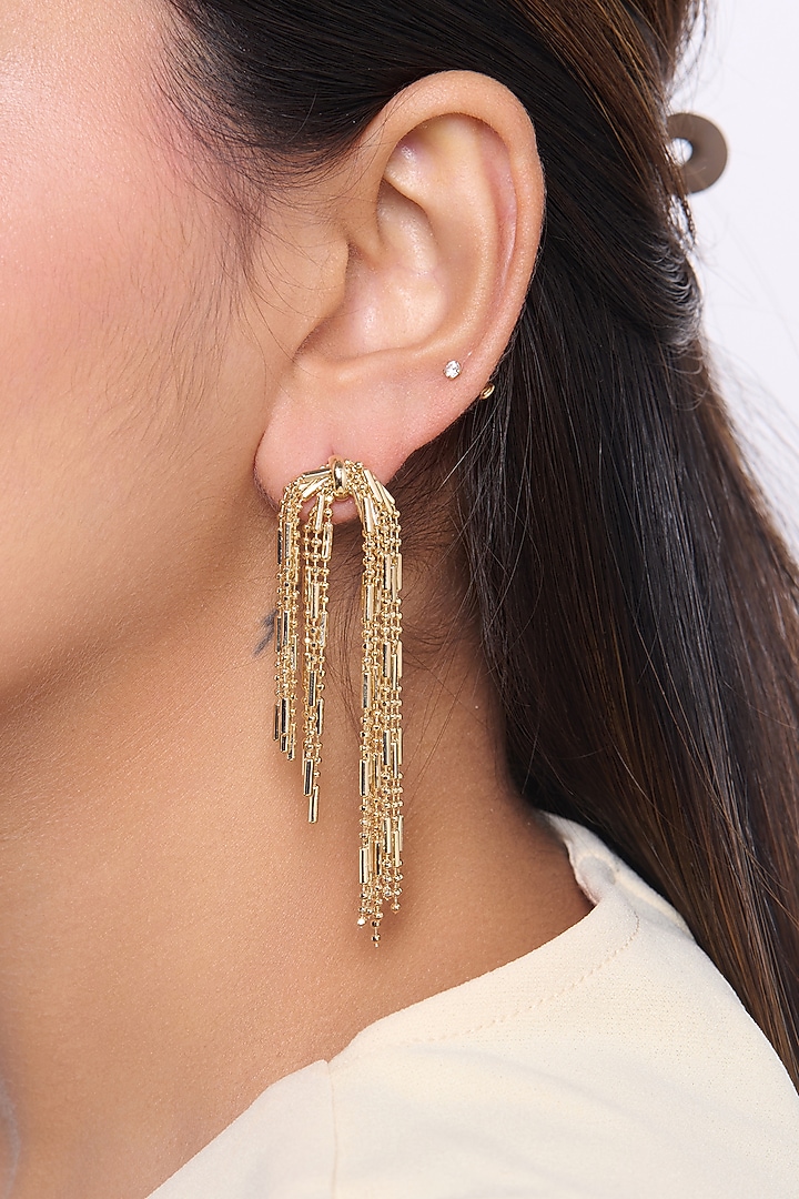 Gold Finish Chain Dangler Earrings by Virago Jewellery at Pernia's Pop Up Shop