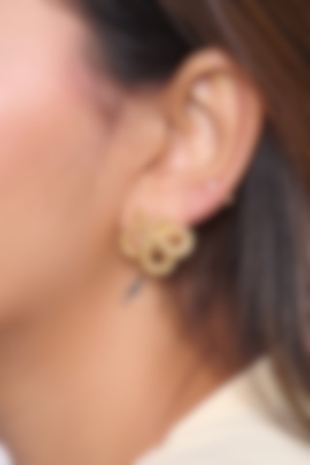 Gold Finish Floral Stud Earrings by Virago Jewellery at Pernia's Pop Up Shop