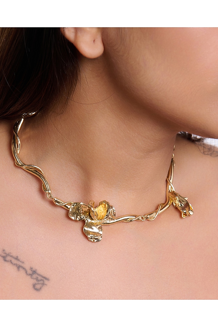 Gold Finish Statement Chain Pendant Necklace by Virago Jewellery at Pernia's Pop Up Shop